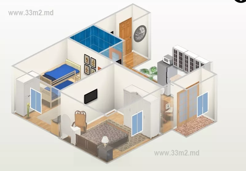 2-комнатные квартиры в Кишиневе от 16720 евро 2